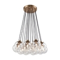 Elk Lighting Boudreaux 17-Light Chandelier in Satin Brass with Sphere-shaped Glass 14466/17